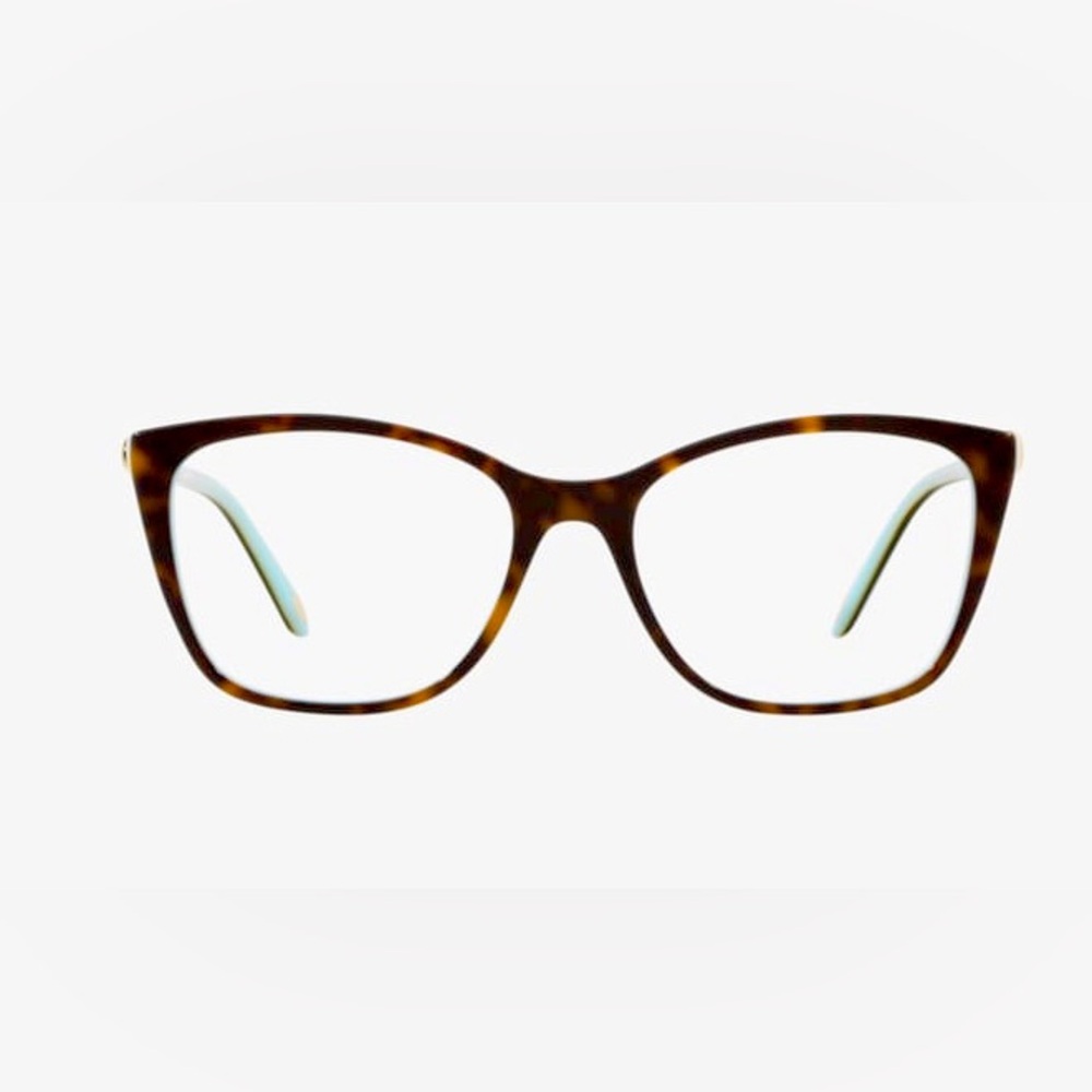 Tiffany tortoise brown with gold tone side bar eye glass frames.